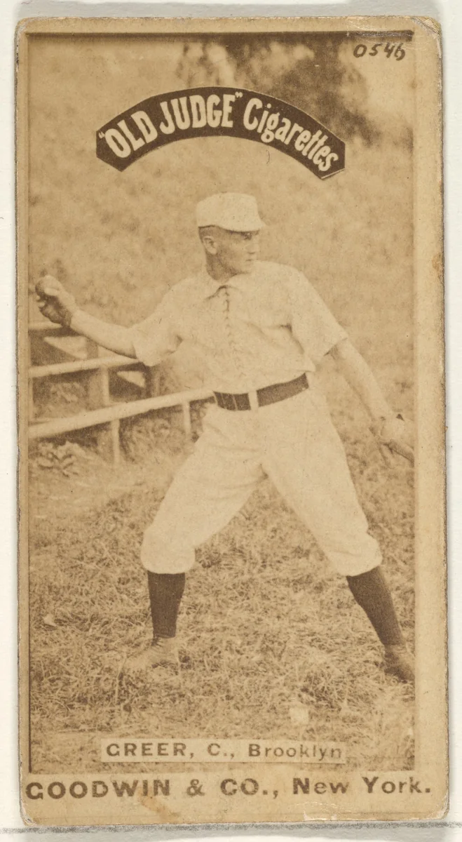 Greer, Catcher, Brooklyn, from the Old Judge series (N172) for Old Judge Cigarettes by Goodwin & Company, photograph, 1887-1890