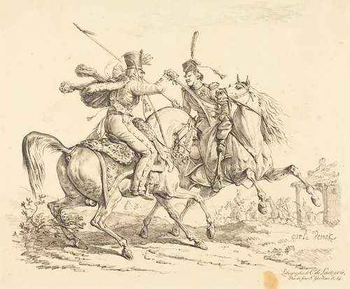 Hussard Striking a Cosack by Carle Vernet, print, 1758-1836