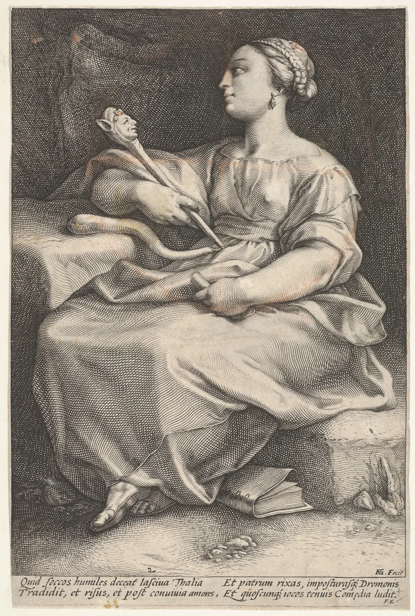Thalia, the Muse of Comedy by Hendrick Goltzius, print, 1565-1617