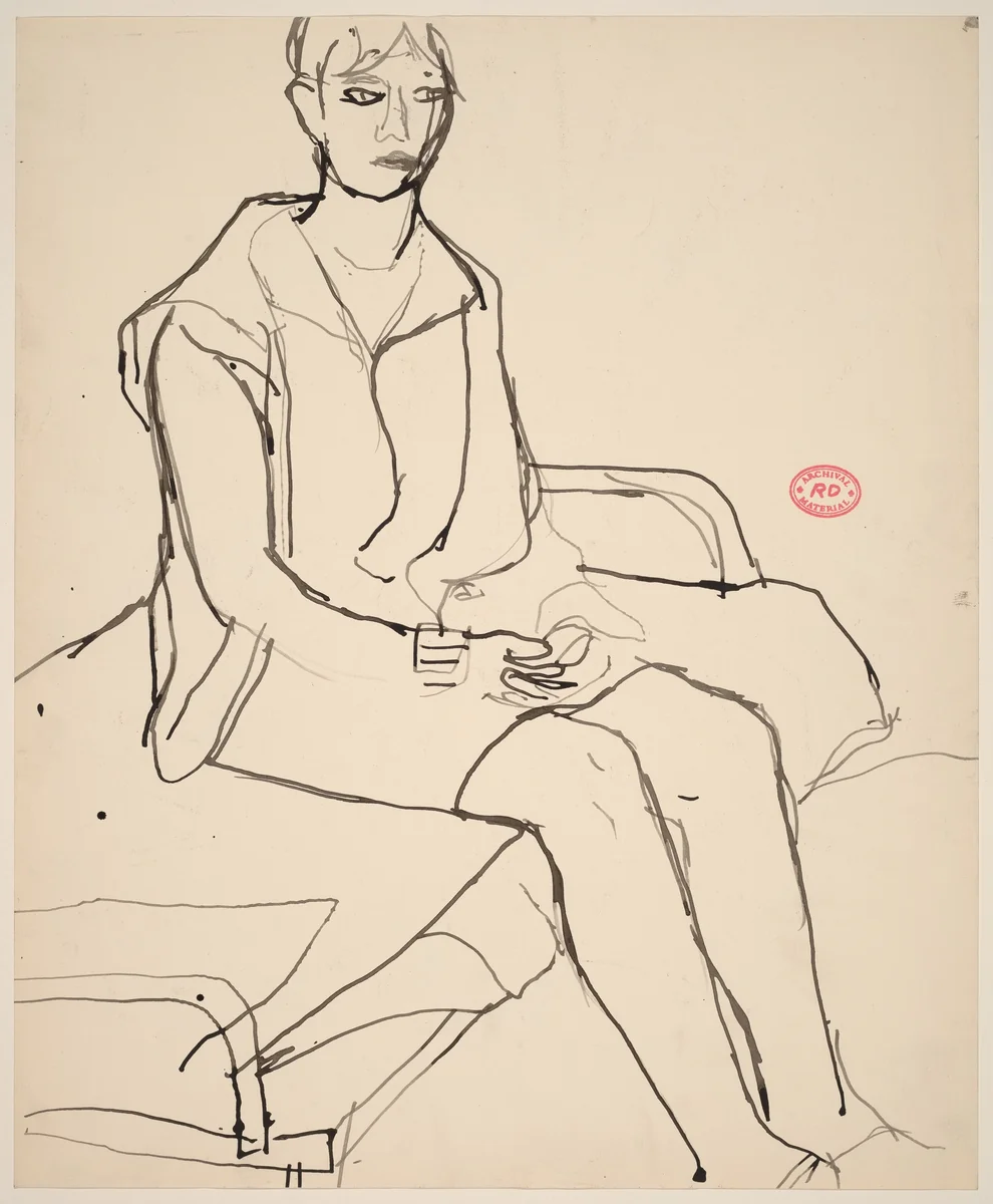 Untitled [woman seated on a cot] by Richard Diebenkorn, drawing, 1955-1967
