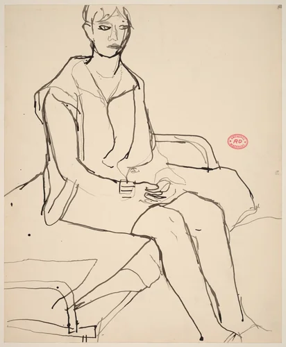 Untitled [woman seated on a cot] by Richard Diebenkorn, drawing, 1955-1967