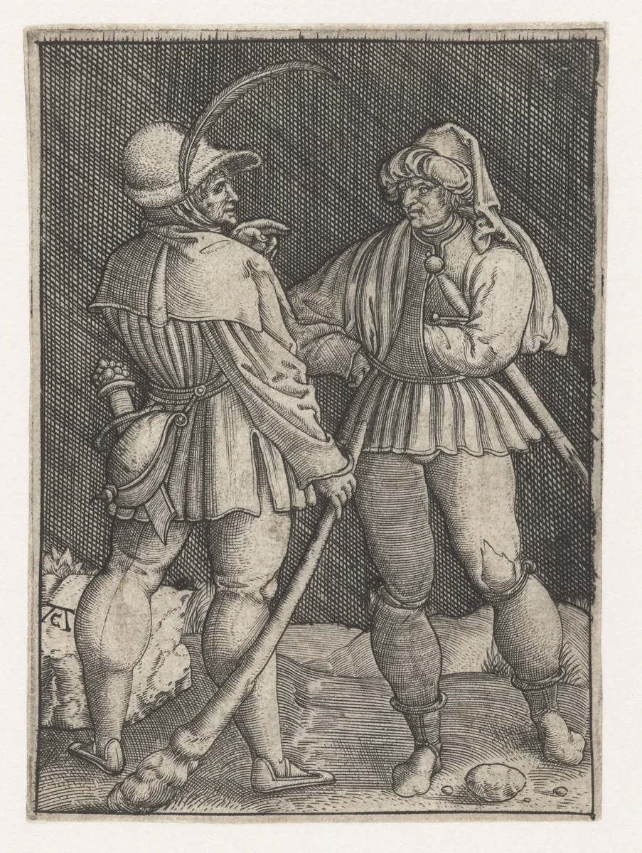 Twee struikrovers by Unknown, print, 1520-1562