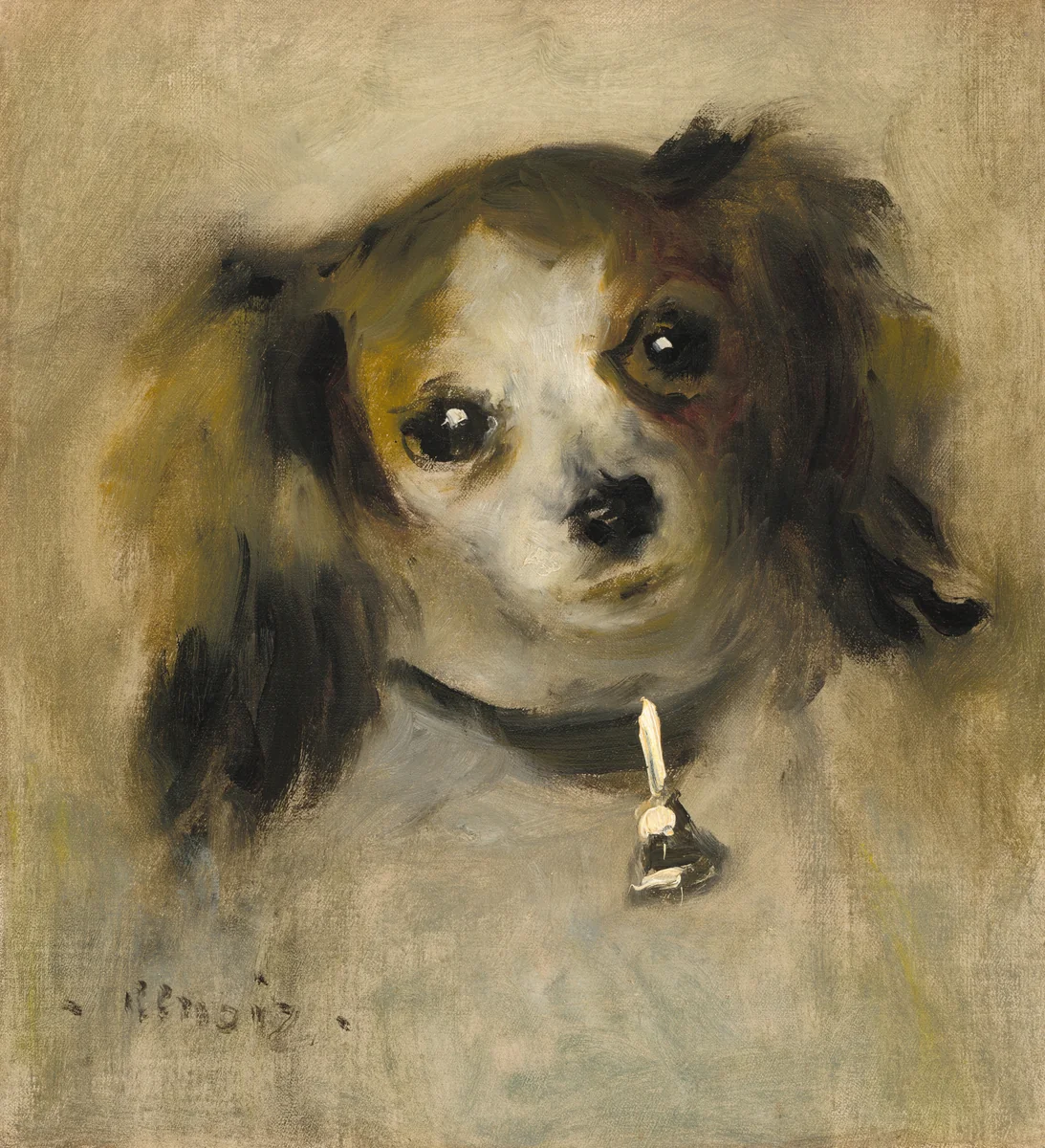 Head of a Dog by Auguste Renoir, painting, 1870