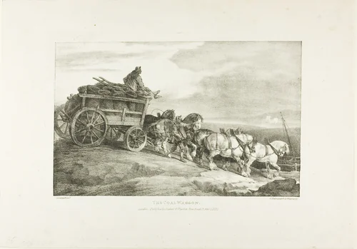The Coal Wagon, plate 7 from Various Subjects Drawn from Life on Stone by Jean Louis André Théodore Géricault, print, 1821