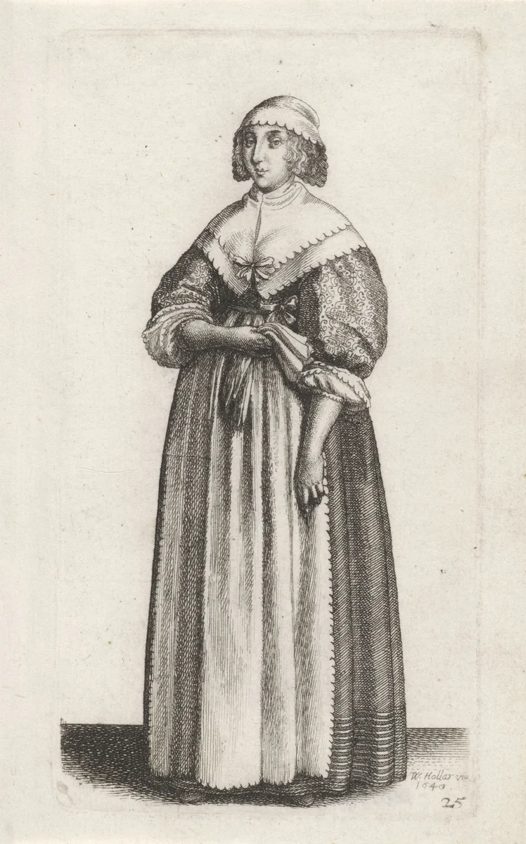 Ornatus Muliebris Anglicanus (De kleding van Engelse vrouwen) by Wenceslaus Hollar, print, 1640