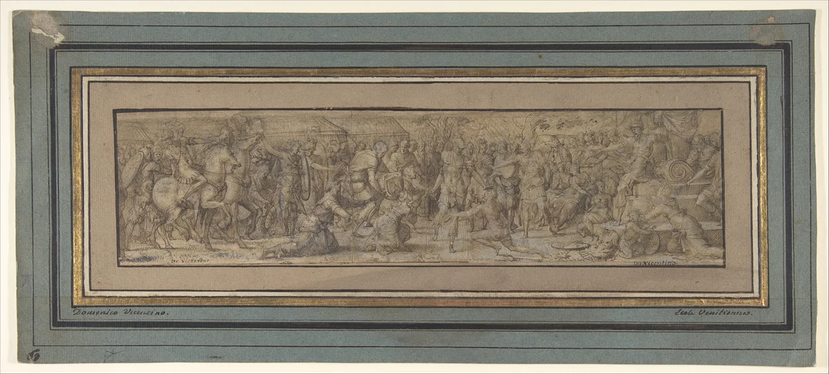 Cassandra preventing Deiphobe from killing Paris by Jean Cousin, drawing, 1500-1565