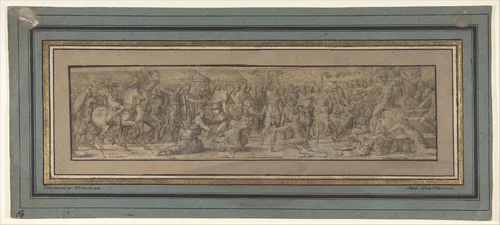Cassandra preventing Deiphobe from killing Paris by Jean Cousin, drawing, 1500-1565