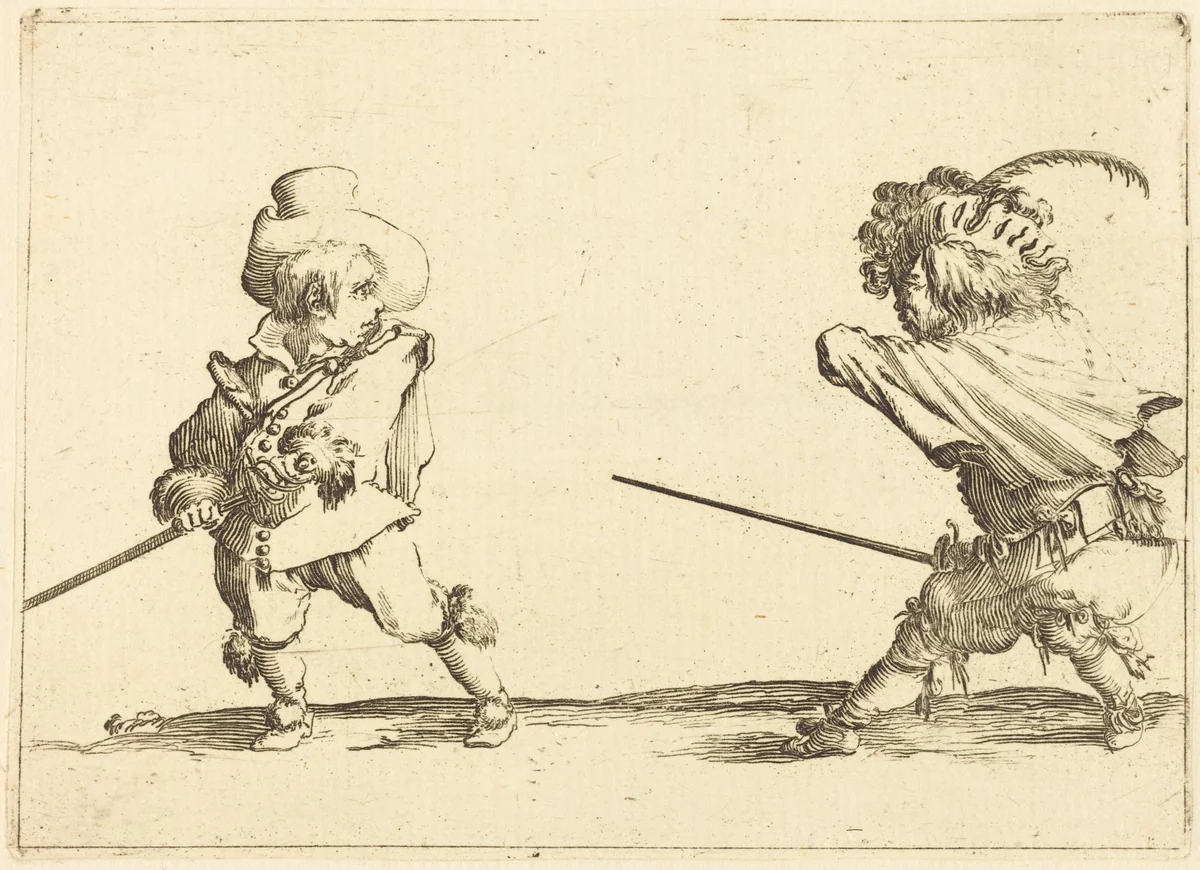 Duel of Two Dwarfs by Stefano della Bella, print, 1610-1664