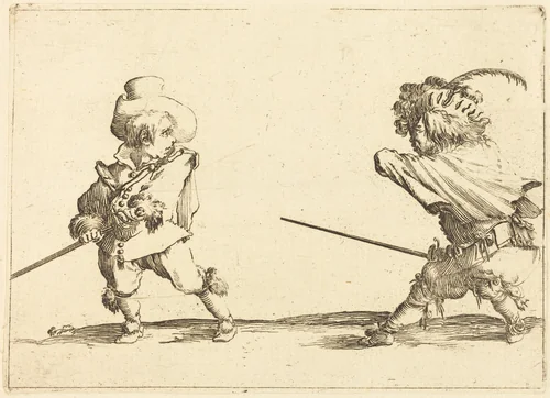 Duel of Two Dwarfs by Stefano della Bella, print, 1610-1664