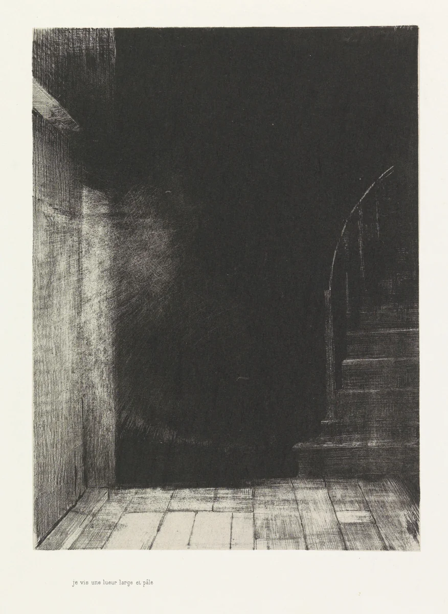 Je vis une lueur large et pâle by Odilon Redon, print, 1896