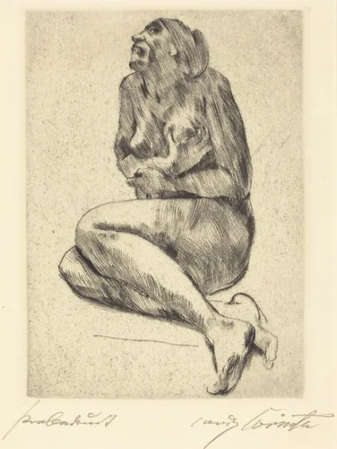 Kauernder weiblicher akt (Crouching Female Nude) by Lovis Corinth, print, 1914