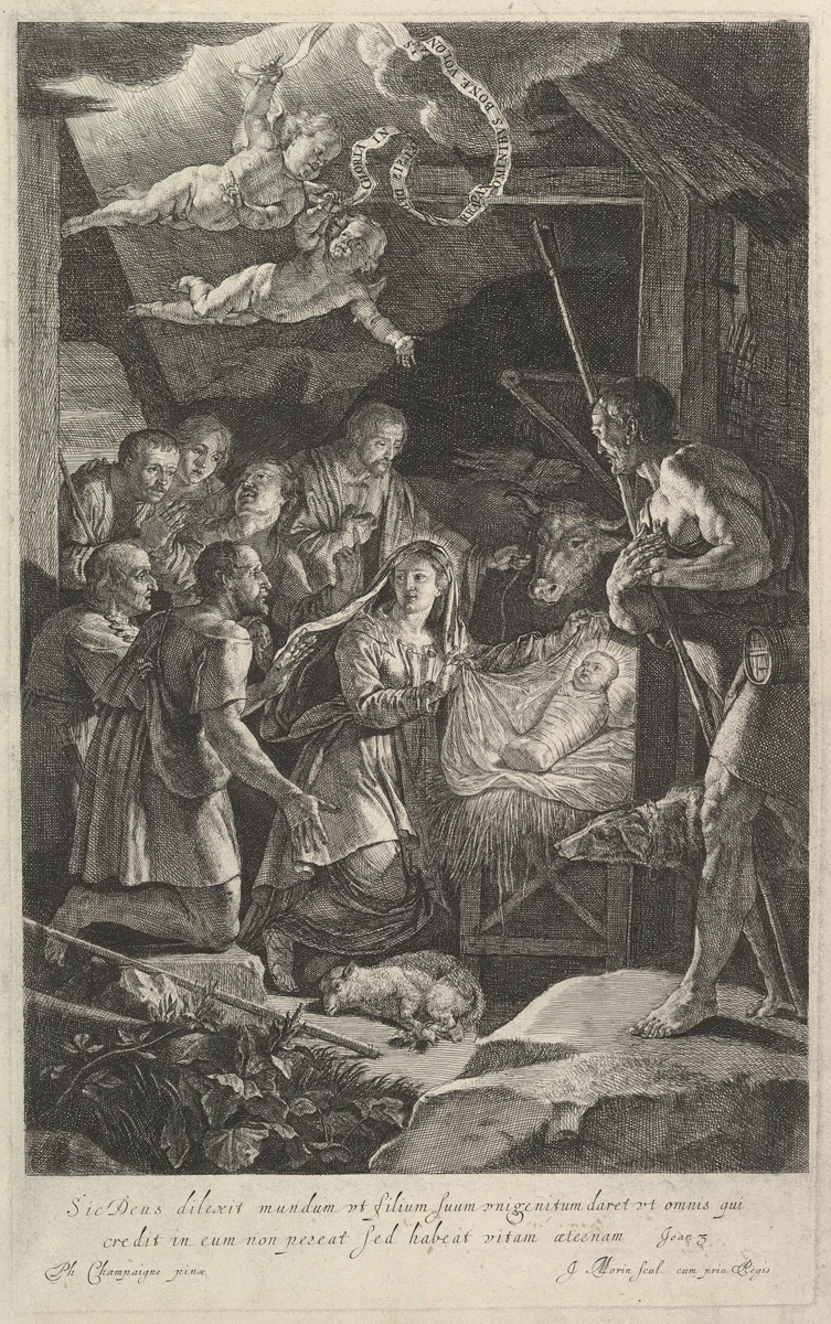 L'adoration des bergers by Jean Morin, print, 1605-1650