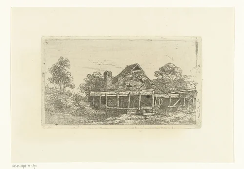 Landschap met watermolen by Albertus Brondgeest, print, 1796-1849