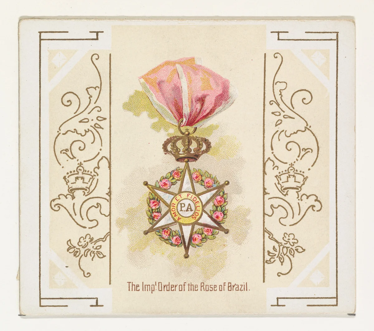 The Imperial Order of the Rose of Brazil, from the World's Decorations series (N44) for Allen & Ginter Cigarettes by Allen & Ginter, print, 1890