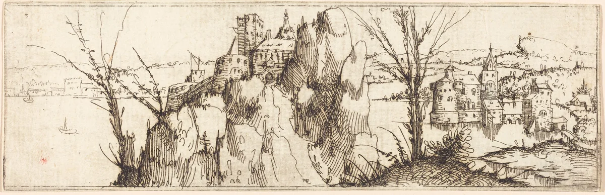 Landscape with a Lake by Augustin Hirschvogel, print, 1503-1553