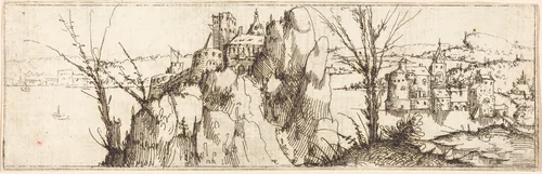 Landscape with a Lake by Augustin Hirschvogel, print, 1503-1553