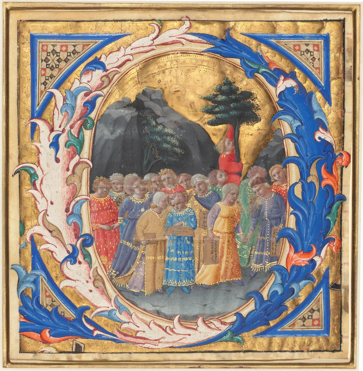 Initial Q with a Procession of Children by Zanobi Strozzi, drawing, 1430-1439
