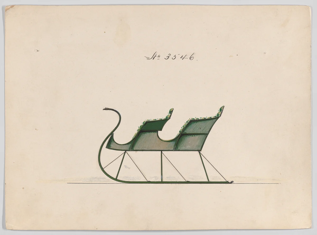 Design for 2 Seat Sleigh, no. 3546 by Brewster & Co., drawing, 1879