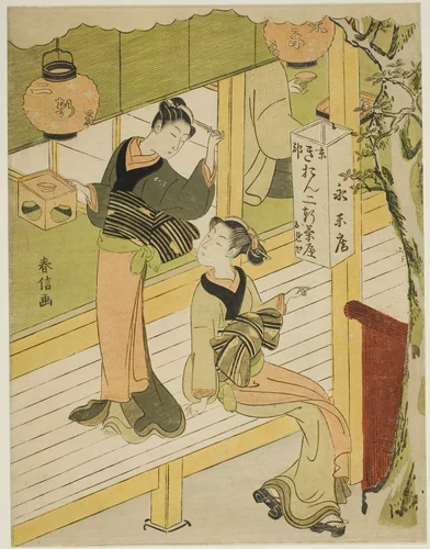 The Eiraku-an teahouse in Kyoto by Suzuki Harunobu (鈴木春信), print, 1763-1770