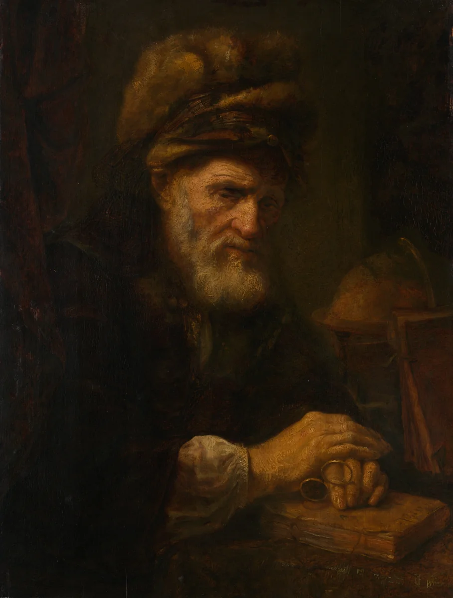 An Old Man in a Fur Cap by Karel van der Pluym, painting, 1650-1660