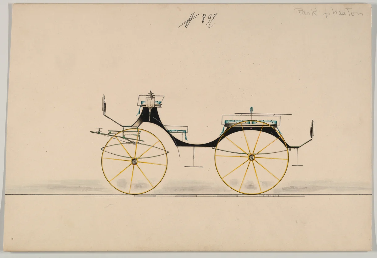 Design for Phaeton, no. 897 by Brewster & Co., drawing, 1850-1870