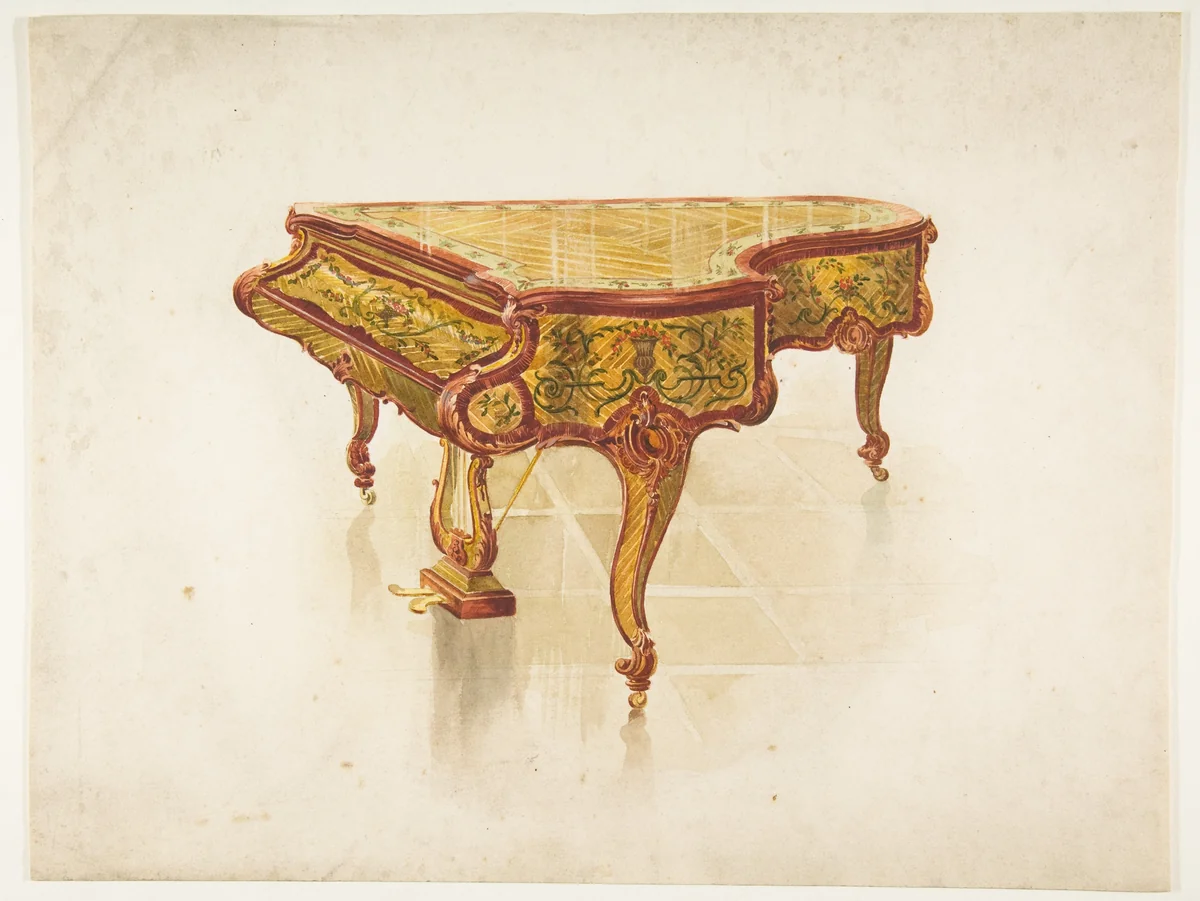 Design for a Piano by anonymous, drawing, 1800-1899