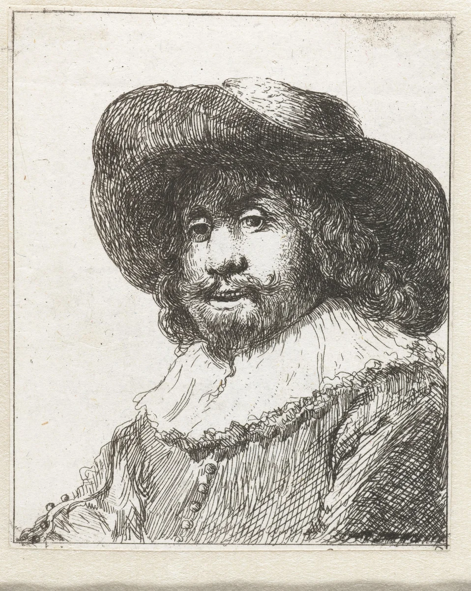 Man in a broad-trimmed hat by Constantino Cumano, print, 1770-1803