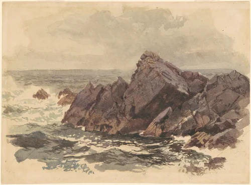 Seascape with Rocks by William Trost Richards, drawing, 1885-1905