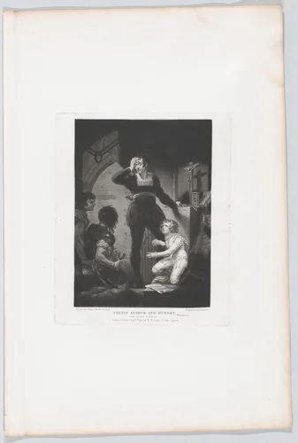 Prince Arthur and Hubert (Shakespeare, King John, Act 4, Scene 1) by Thomas Goff Lupton, print, 1823-1824