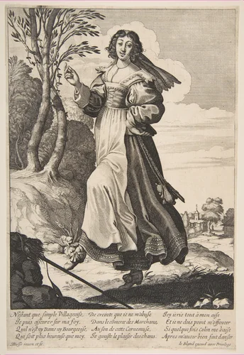 Village Girl Dancing by Abraham Bosse, print, 1626-1628