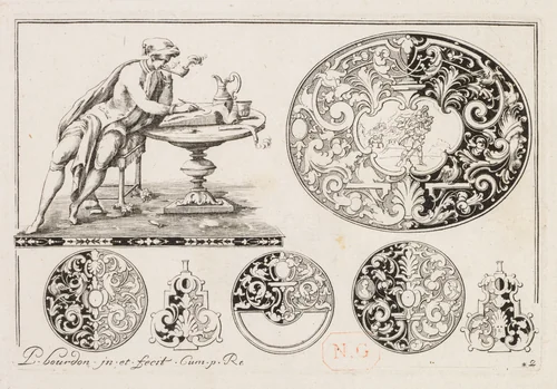 # 2 From " Livre second Cesais de Graubre " Second book of Engraved Design by Pierre Bourdon, print, 1703-1713
