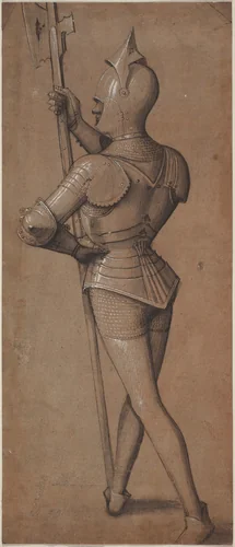 Knight in Armor, Holding a Halberd by Swabian 15th Century, drawing, 1500