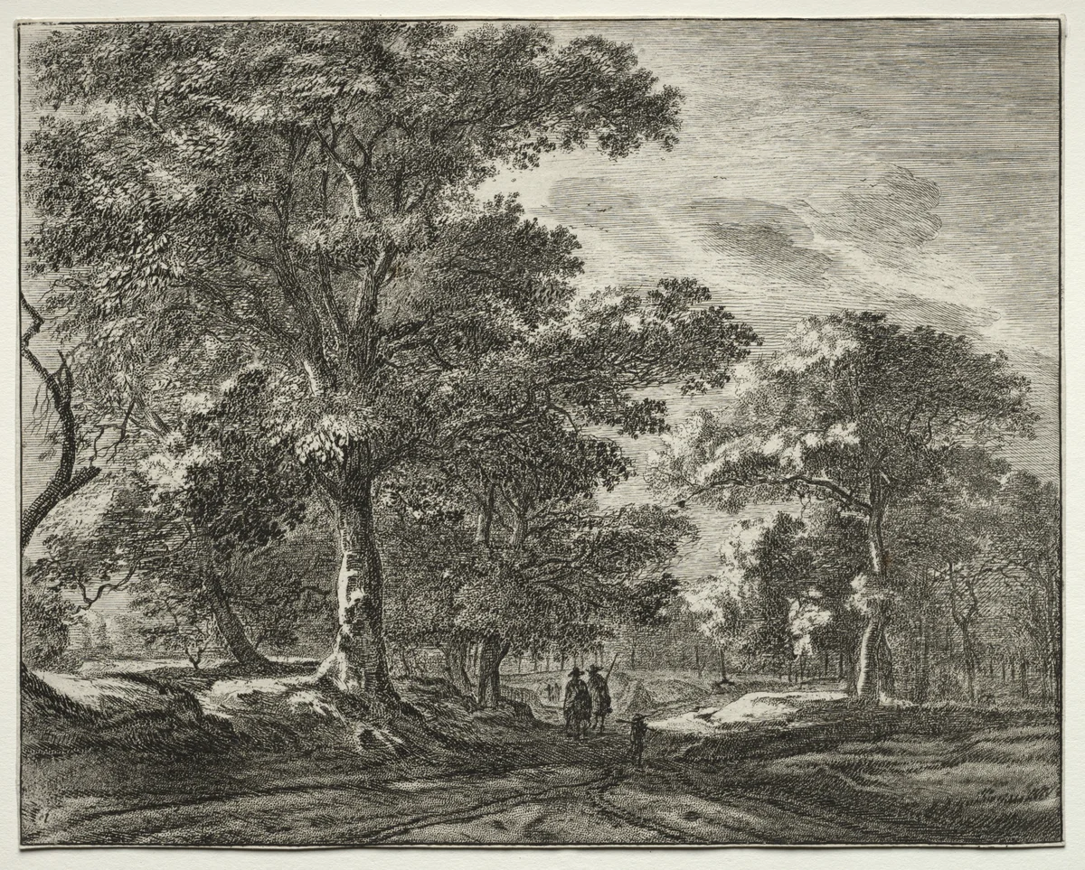 Six views in the Wood of the Hague (series) by Roelant Roghman, print, 1640-1652