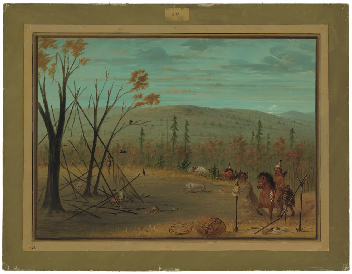 The Cheyenne Brothers Returning from Their Fall Hunt by George Catlin, painting, 1861-1869