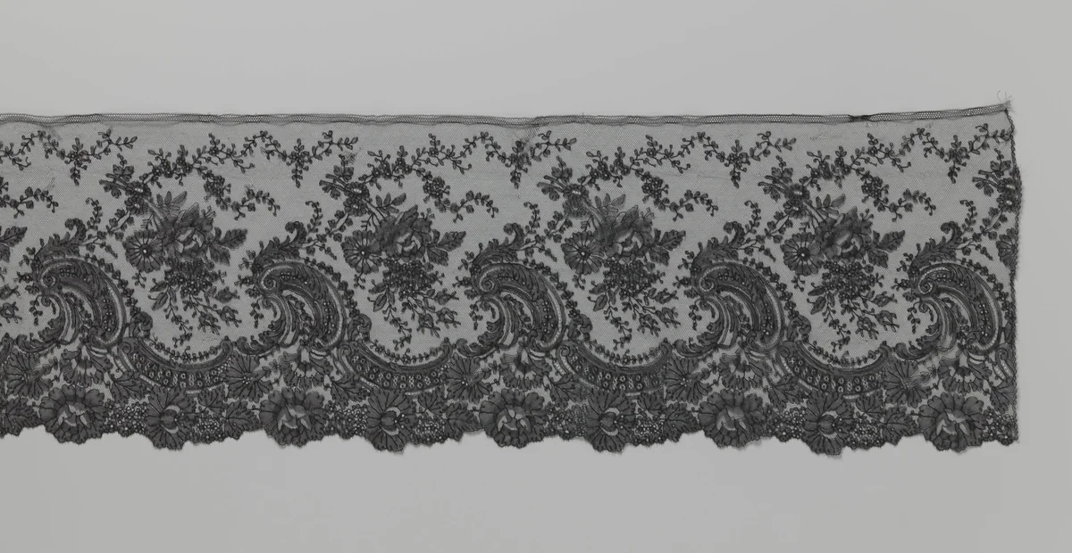 Japonstrook van zwarte kloskant met brekende golven by Leon Sacré, other, 1893