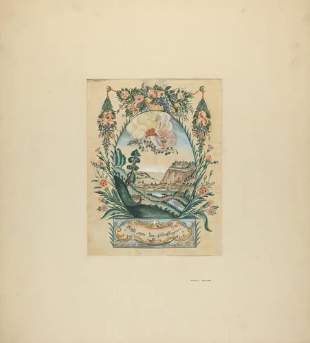 Zoar Decorative Painting: "This World and the Next" by Angelo Bulone, index of american design, 1938