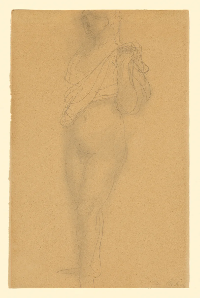 Study of a Nude with Drapery by Auguste Rodin, drawing, 1908