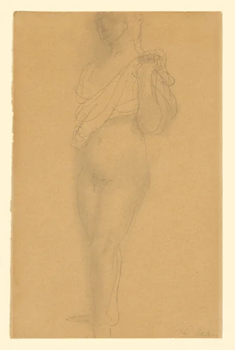 Study of a Nude with Drapery by Auguste Rodin, drawing, 1908