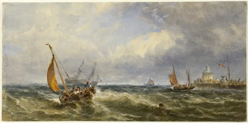 Coastal View with Shipping by Edwin Hayes, painting, 1864