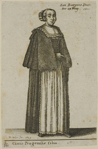 Prague Girl by Wenceslaus Hollar, print, 1643