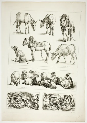 Plate fifteen of 38 from Oeuvres de J. B. Huet by Jean Baptiste Huet, print, 1796-1799