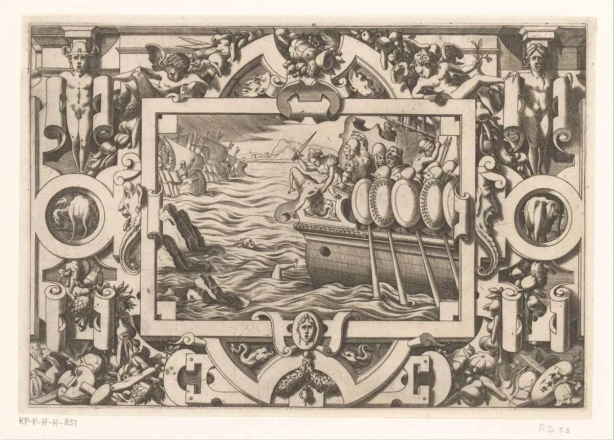 Medea doodt haar broer Absyrtus en gooit zijn lichaamsdelen in zee by Unknown, print, 1563