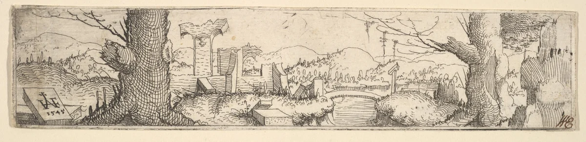 Landscape by Augustin Hirschvogel, print, 1545