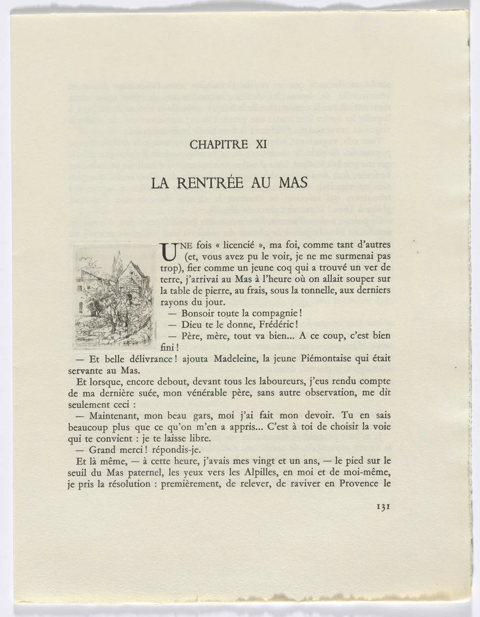 Frédéric Mistral: Mémoires et Recits by Frédéric Mistral: buildings and trees (page 131) by Auguste Brouet, other, 1937