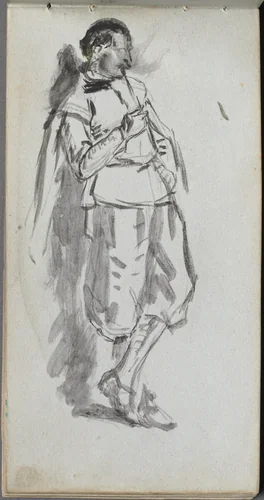 Sketchbook, page 46: Standing Male Figure by Ernest Meissonier, book, 1860-1869