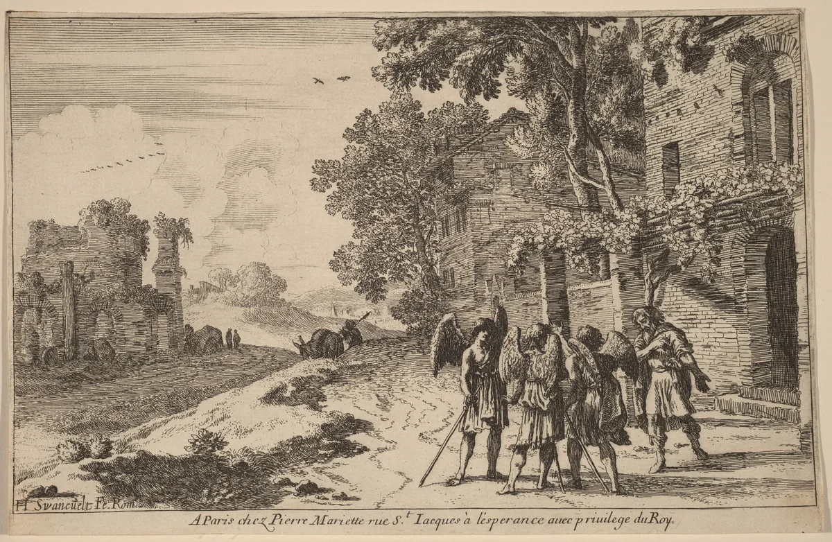 Abraham and the Three Angels by Herman van Swanevelt
Pierre Mariette I, print, 1600-1655