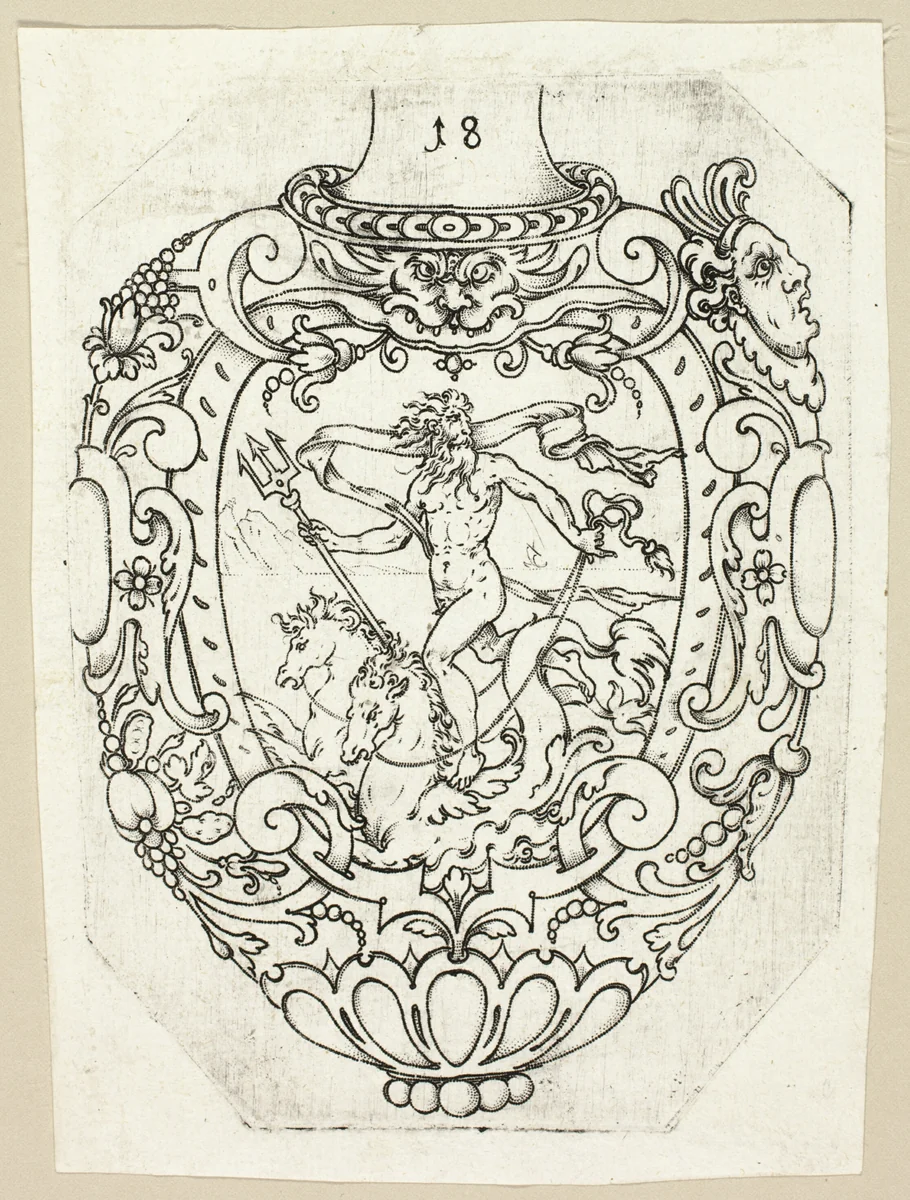 Plate 18, from twenty ornamental designs for goblets and beakers by Master A.P. German, print, 1604