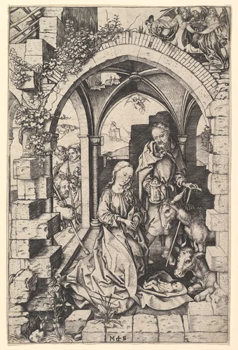 The Nativity by Martin Schongauer, print, 1470-1474