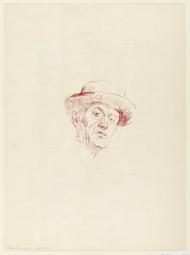 Self Portrait with Hat I by Edvard Munch, print, 1927