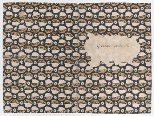 Book cover with overall leaf pattern by anonymous, print, 1800-1900
